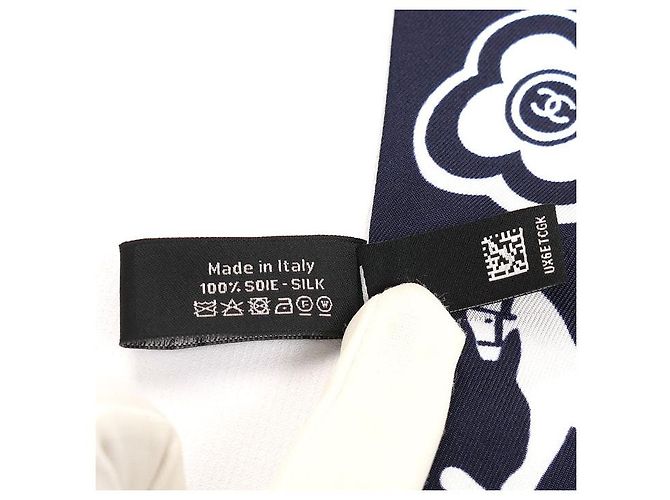 Timeless Fascia per capelli in seta Camelia Coco Mark di Chanel Rosa Bianco Blu Blu navy - vista 5