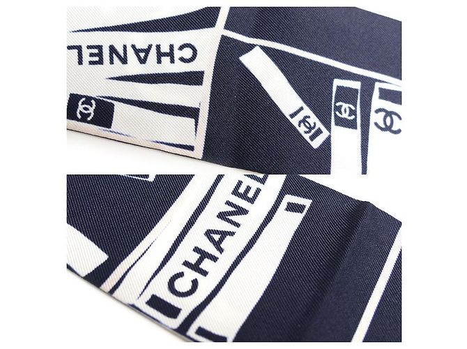 Timeless Fascia per capelli in seta Camelia Coco Mark di Chanel Rosa Bianco Blu Blu navy - vista 6