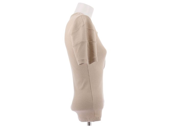 Lemaire Top beige sin mangas de algodón y lino - vista 3