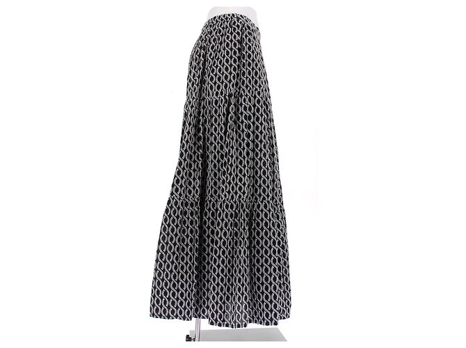 Autre Marque Falda negra con estampado blanco Negro - vista 3