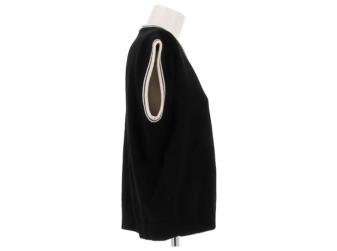 Céline Suéter sem mangas de lã Preto - vista 3