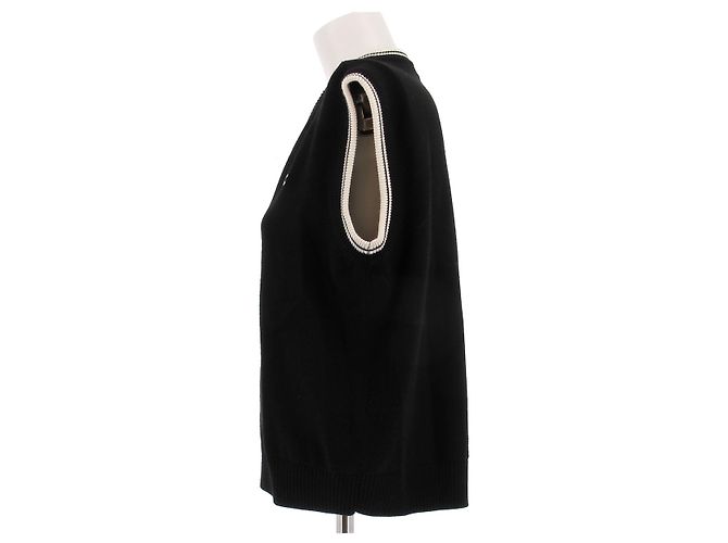 Céline Suéter sem mangas de lã Preto - vista 4