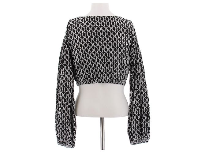 Autre Marque Blusa negra con estampado blanco Negro - vista 2