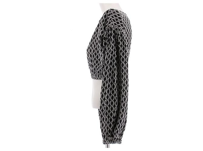 Autre Marque Blusa negra con estampado blanco Negro - vista 4