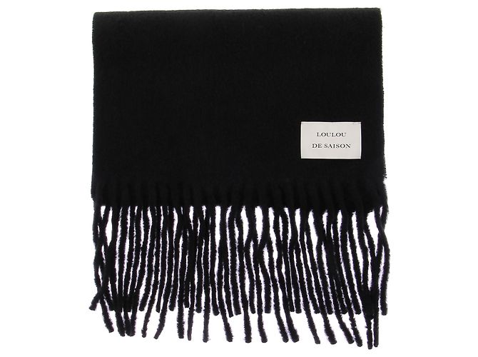 Autre Marque Sciarpa nera con frange in alpaca Nero - vista 2