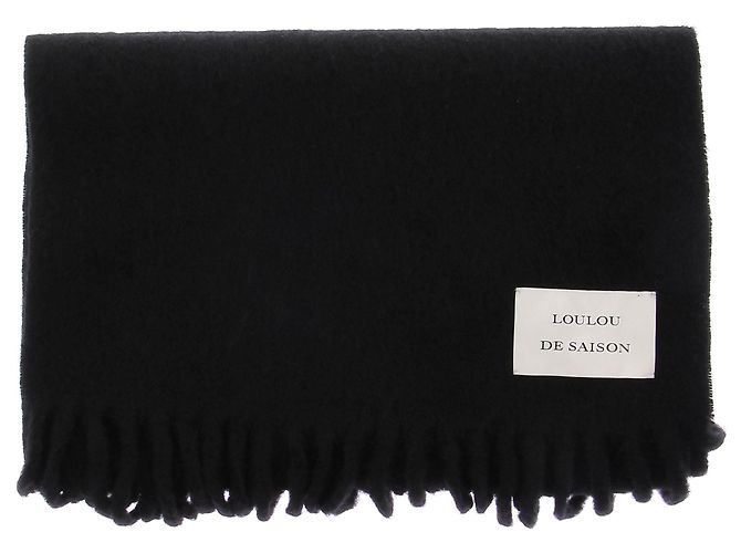 Autre Marque Sciarpa nera con frange in alpaca Nero - vista 3