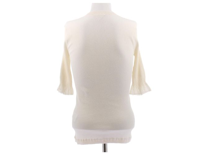 Bottega Veneta Top con botones de mangas tres cuartos de algodón Blanco - vista 2