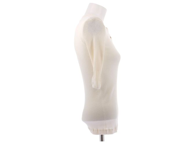 Bottega Veneta Top con botones de mangas tres cuartos de algodón Blanco - vista 3