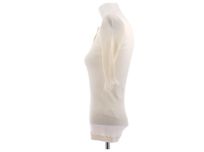 Bottega Veneta Top con botones de mangas tres cuartos de algodón Blanco - vista 4