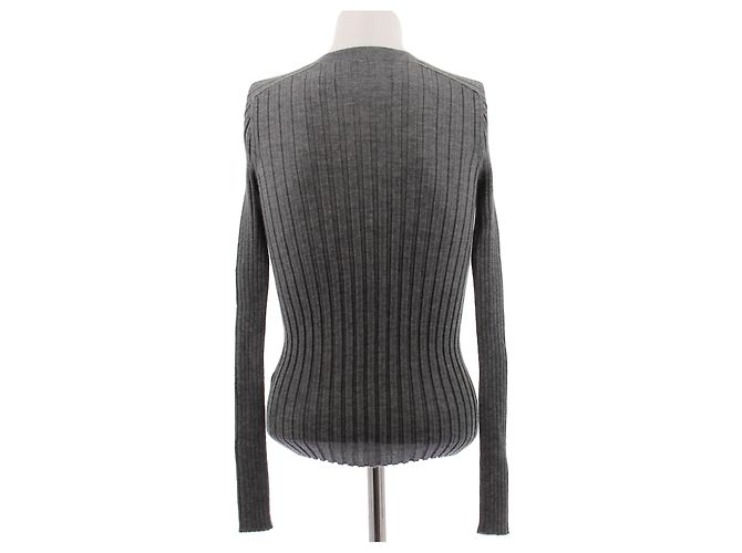 Phoebe Philo Pull gris col rond en cachemire - view 2