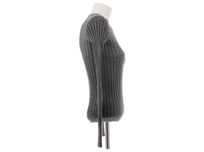 Phoebe Philo Pull gris col rond en cachemire - view 3