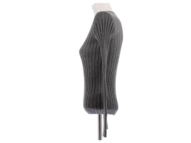 Phoebe Philo Pull gris col rond en cachemire - view 4
