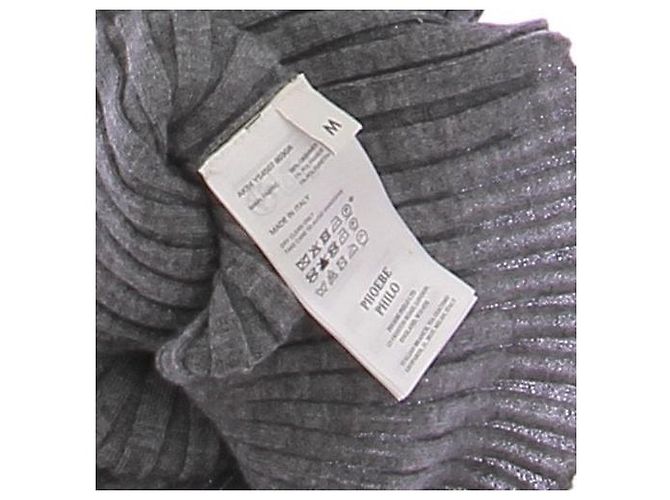 Phoebe Philo Pull gris col rond en cachemire - view 6