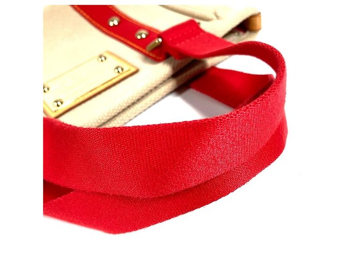 Borsa Tote Louis Vuitton Antigua Cabas PM Rosso Beige - vista 11