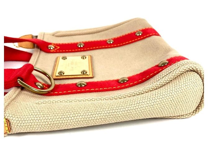 Borsa Tote Louis Vuitton Antigua Cabas PM Rosso Beige - vista 5