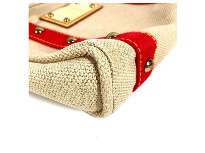 Borsa Tote Louis Vuitton Antigua Cabas PM Rosso Beige - vista 6