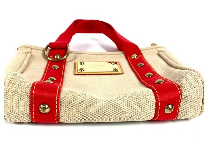 Borsa Tote Louis Vuitton Antigua Cabas PM Rosso Beige - vista 7