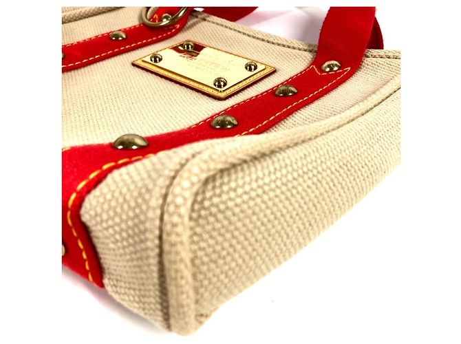 Borsa Tote Louis Vuitton Antigua Cabas PM Rosso Beige - vista 8