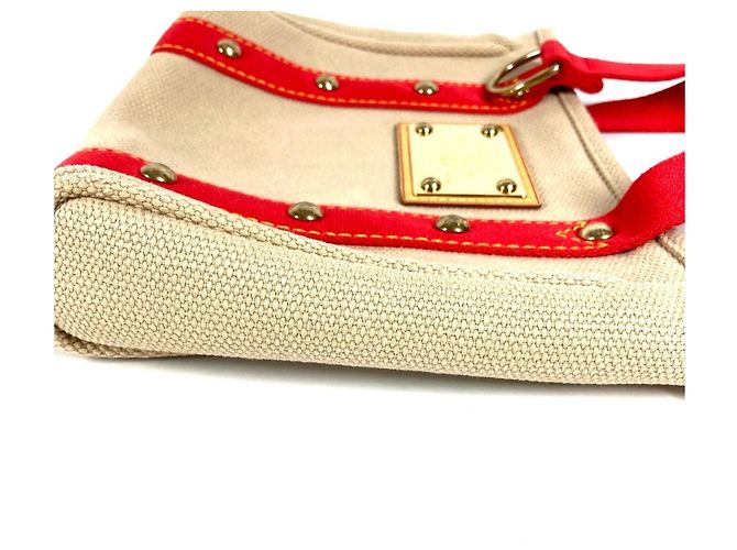 Borsa Tote Louis Vuitton Antigua Cabas PM Rosso Beige - vista 9