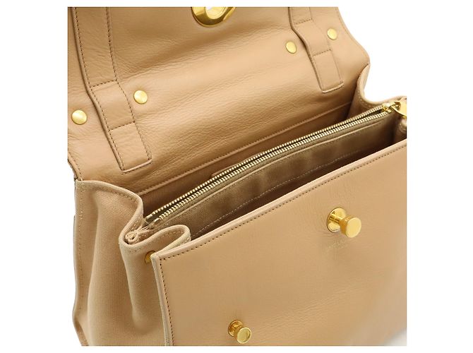 Borsa a mano/spalla in pelle rosa beige Yves Saint Laurent - vista 7
