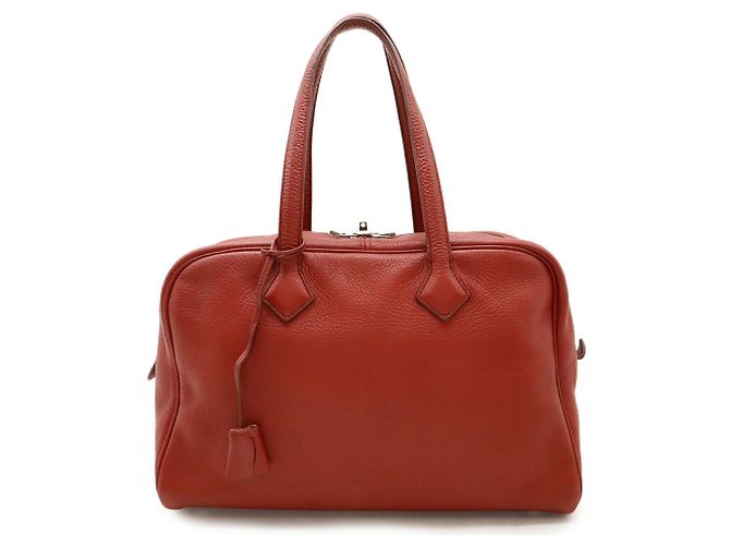 Borsa Hermès Victoria 35 in pelle Taurillon Clémence rossa Rosso - vista 2