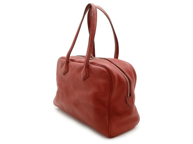 Borsa Hermès Victoria 35 in pelle Taurillon Clémence rossa Rosso - vista 3