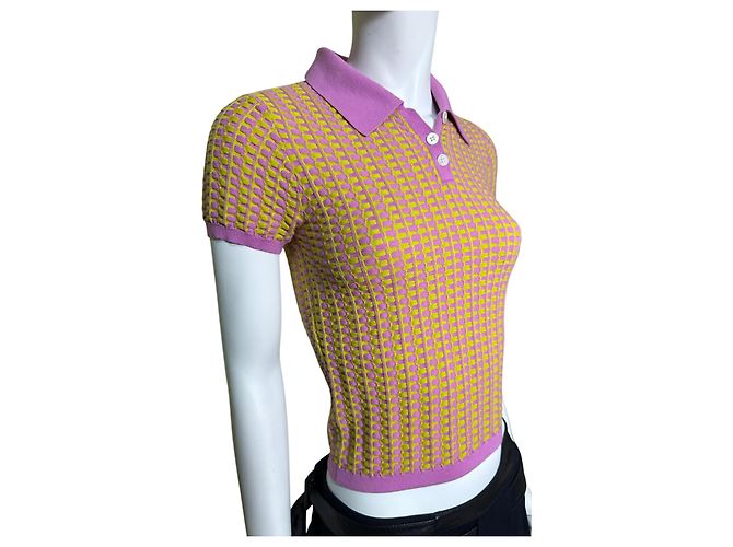 Autre Marque Polo Guest In Residence de algodón jacquard gingham Fuchsia Citrino Multicolor - vista 2