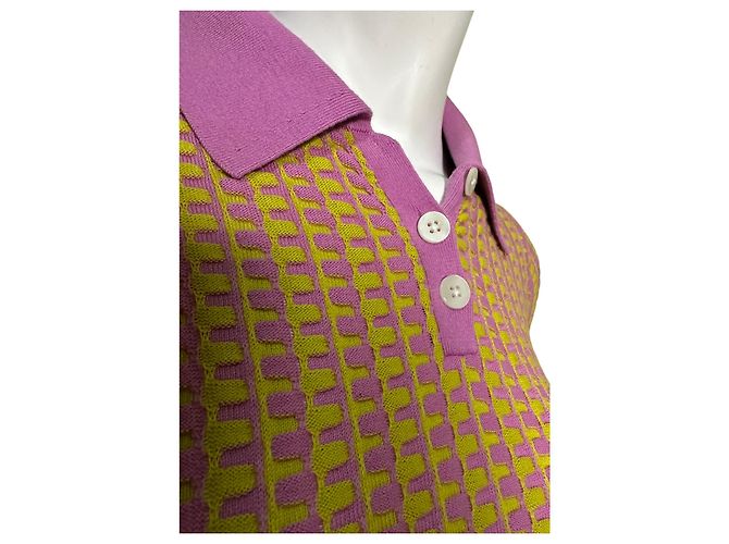 Autre Marque Polo Guest In Residence de algodón jacquard gingham Fuchsia Citrino Multicolor - vista 3