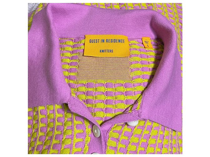 Autre Marque Polo Guest In Residence de algodón jacquard gingham Fuchsia Citrino Multicolor - vista 6