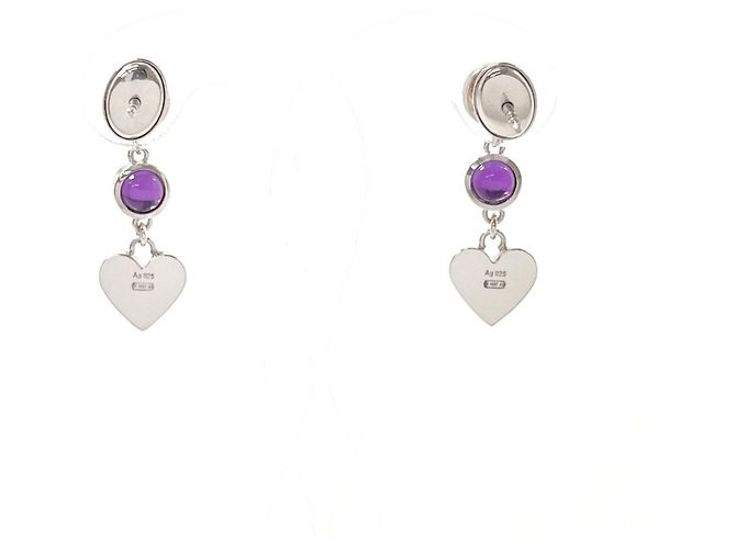 Orecchini a forma di cuore in argento 925 Gucci con ametista Porpora - vista 2