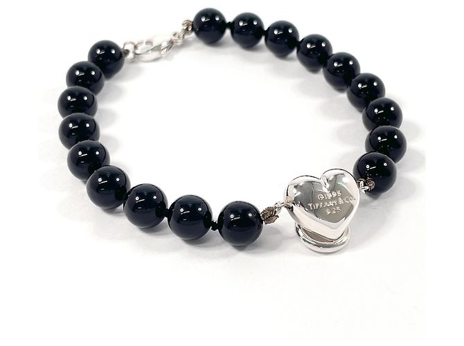 Tiffany & Co Bracciale charm Knock a forma di cuore Tiffany Nero Argento - vista 3