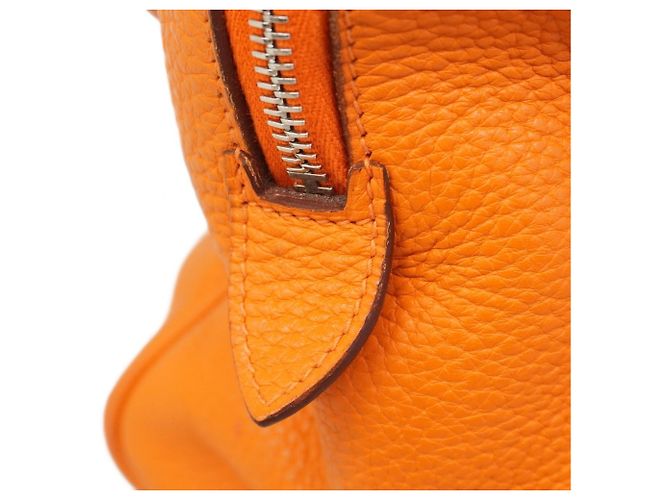 Borsa Hermès Victoria 35 in pelle Taurillon Clemence arancione - vista 13