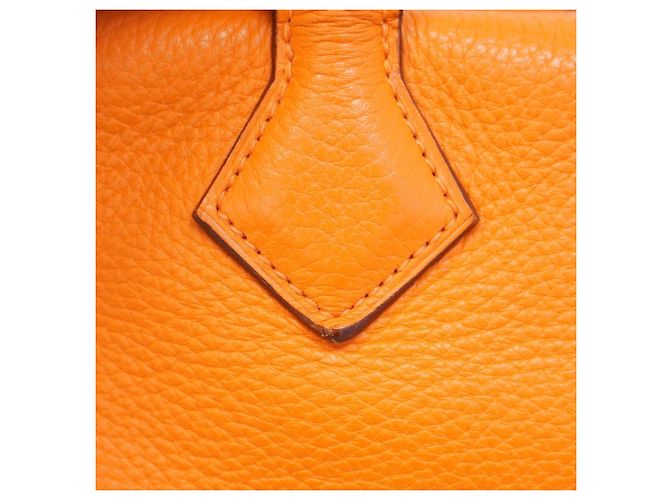 Borsa Hermès Victoria 35 in pelle Taurillon Clemence arancione - vista 7