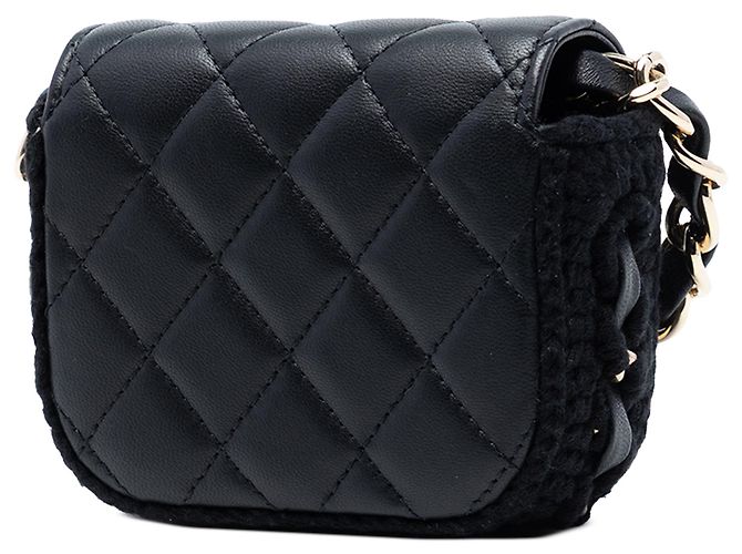 Chanel Mini CC Schwarz aus gestepptem Lammleder mit Häkelverschluss - Ansicht 2