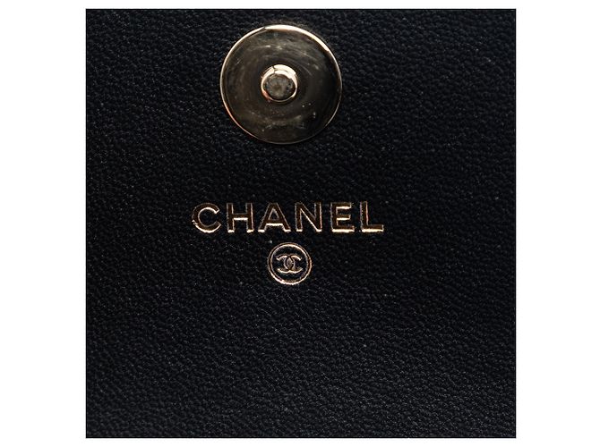 Chanel Mini CC Schwarz aus gestepptem Lammleder mit Häkelverschluss - Ansicht 5