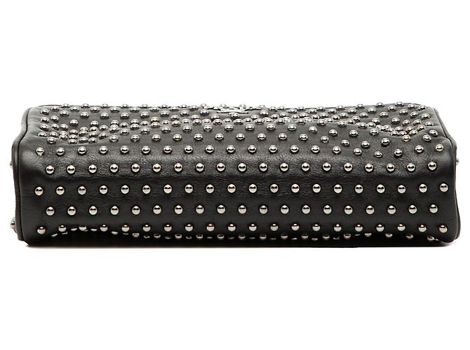 Clutch in pelle nera con borchie e chiusura Prada Nero - vista 3