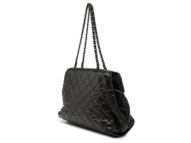 Chanel Nero Piccola Tote in Pelle Trapuntata con Catena Me - vista 2