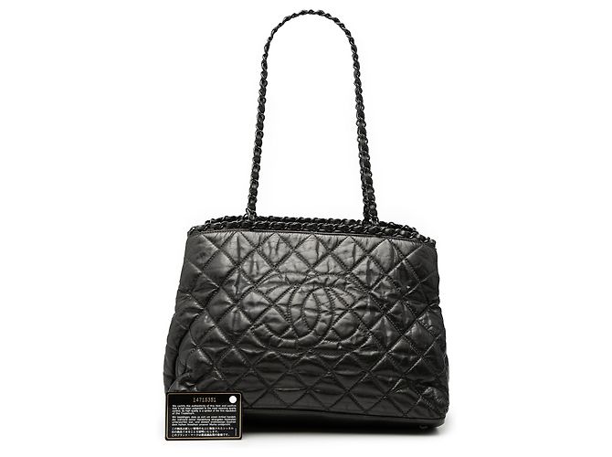Chanel Nero Piccola Tote in Pelle Trapuntata con Catena Me - vista 8