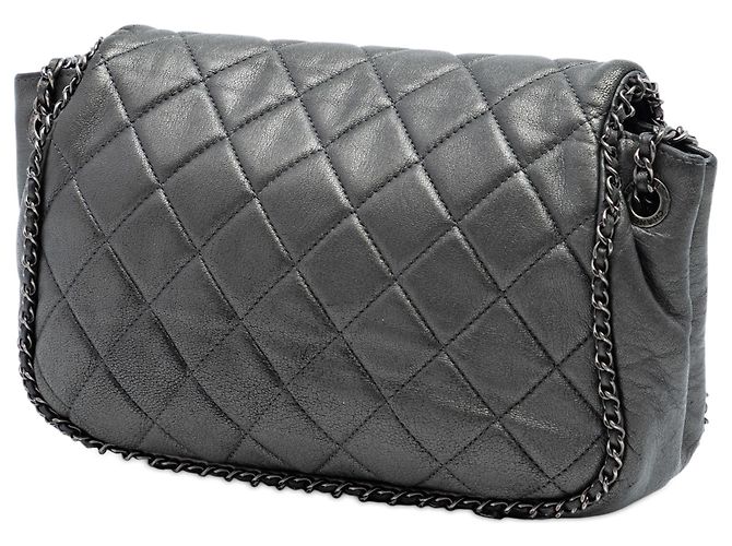 Chanel Piccola Borsa Acordeon Incatena in Pelle di Vitello Grigia - vista 2