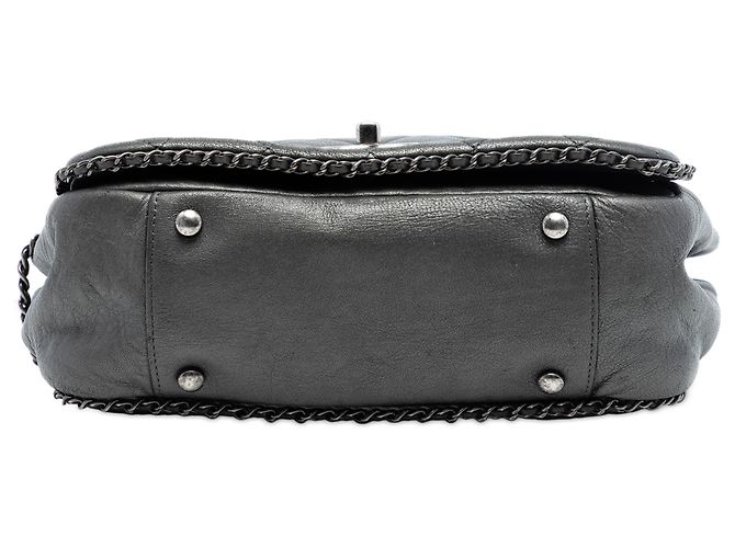 Chanel Piccola Borsa Acordeon Incatena in Pelle di Vitello Grigia - vista 3