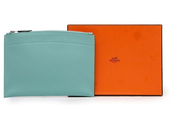 Pochette Bazar Togo Piccola Blu Hermès Turchese - vista 11