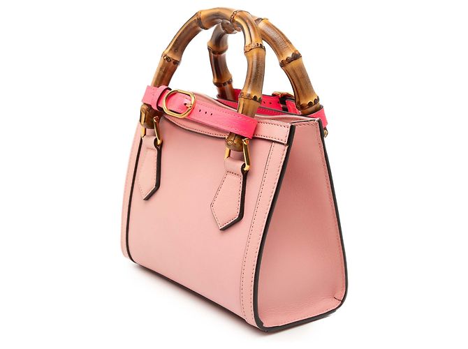 Borsa Diana Mini in Pelle di Vitello Rosa con Bamboo Gucci - vista 2