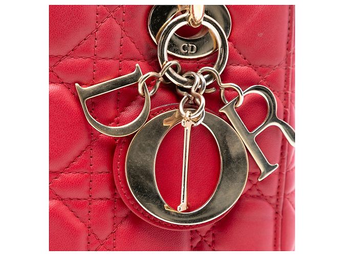 Dior Rosa Pequena Couro de Cordeiro Cannage My ABCDior Lady Dior - vista 6
