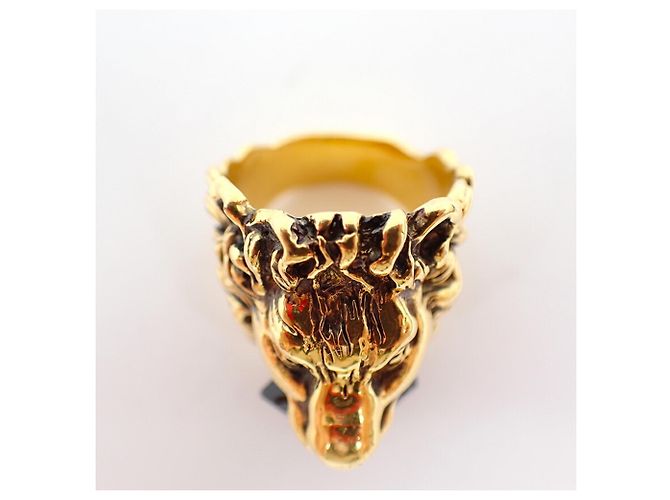 GUCCI Ring mit Löwenkopf aus farbigem Stein - Ansicht 8