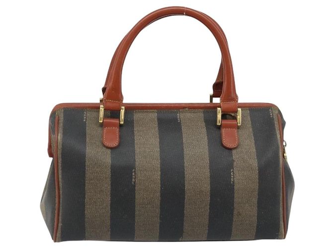 Fendi Vintage Pequin Convertible Boston Coated Canvas Mini Marrone - vista 2