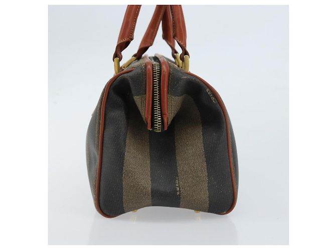 Fendi Vintage Pequin Convertible Boston Coated Canvas Mini Marrone - vista 4