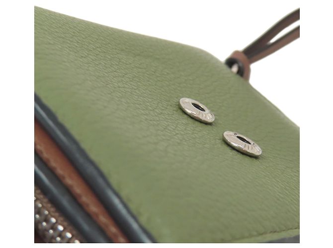 Carteira bifold vertical em couro marrom e verde Loewe - vista 16