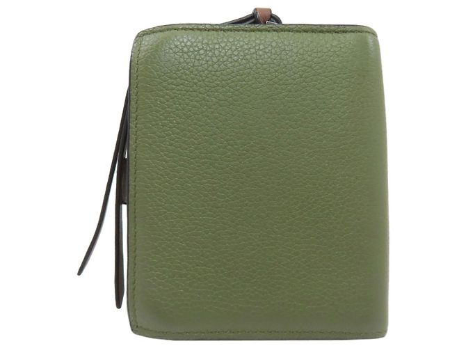Carteira bifold vertical em couro marrom e verde Loewe - vista 2