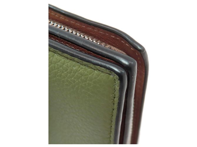 Carteira bifold vertical em couro marrom e verde Loewe - vista 20