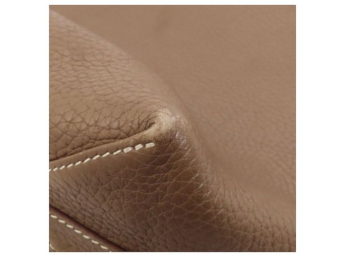 Borsa tote Double Sens Hermès in grigio Etoupe e rosso Taupe - vista 13